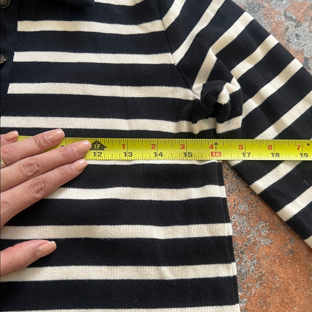 Massimo Dutti Black and cream Striped Polo - Picture 4 of 6